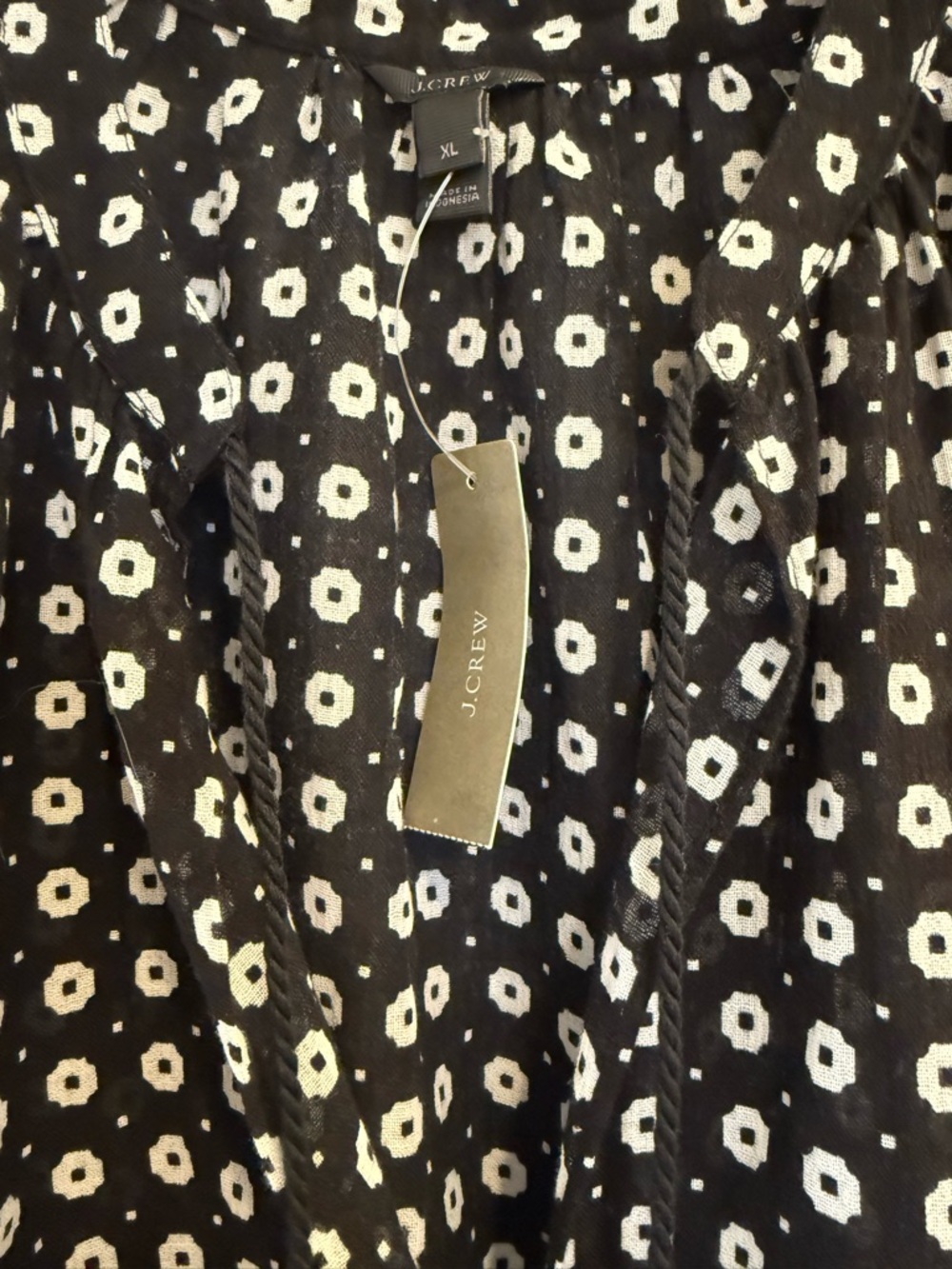 J CREW Tassel Tunic Swim Coverup Black & White Print size XL NWT - Picture 5 of 6